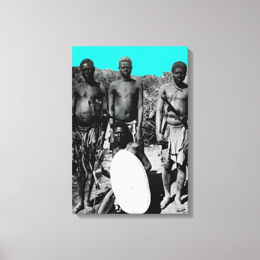ヴィンテージのアフリカの水色の白黒 キャンバスプリント (正面)