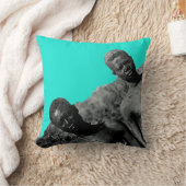 ヴィンテージのアフリカの水色の白黒 クッション (ブランケット)