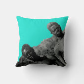 ヴィンテージのアフリカの水色の白黒 クッション (裏面)