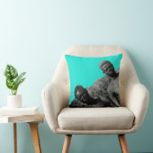 ヴィンテージのアフリカの水色の白黒 クッション (椅子)