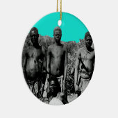 ヴィンテージのアフリカの水色の白黒 セラミックオーナメント (右)