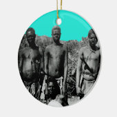 ヴィンテージのアフリカの水色の白黒 セラミックオーナメント (左)