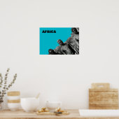 ヴィンテージのアフリカの水色の白黒 ポスター (キッチン)