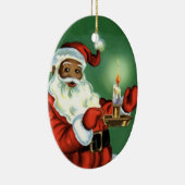ヴィンテージのアフリカ系アメリカ人のクリスマスのオーナメントサンタ セラミックオーナメント (右)