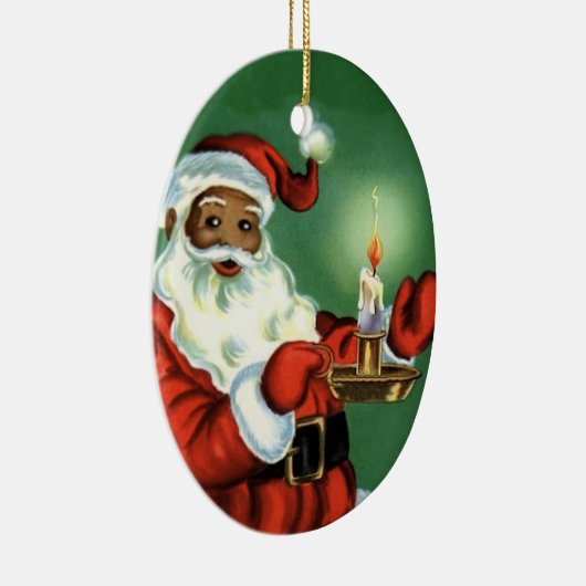 ヴィンテージのアフリカ系アメリカ人のクリスマスのオーナメントサンタ セラミックオーナメント (右)