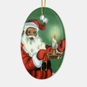 ヴィンテージのアフリカ系アメリカ人のクリスマスのオーナメントサンタ セラミックオーナメント (左)