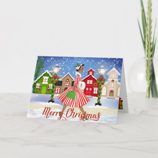 ヴィンテージのアフリカ系アメリカ人のクリスマスカード カード (正面)