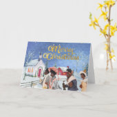 ヴィンテージのアフリカ系アメリカ人のクリスマスカード カード (黄色い花)