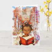 ヴィンテージのアフリカ系アメリカ人のクリスマスカード カード (黄色い花)