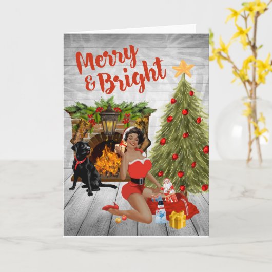 ヴィンテージのアフリカ系アメリカ人のクリスマスカード カード (黄色い花)