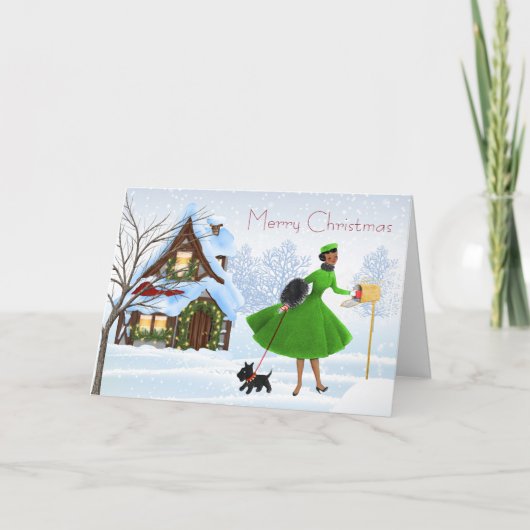 ヴィンテージのアフリカ系アメリカ人のクリスマスカード シーズンカード (正面)