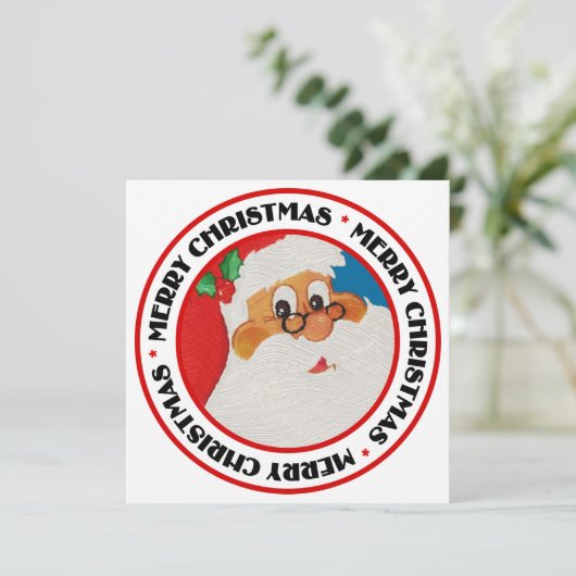 ヴィンテージのアフリカ系アメリカ人のサンタのポップアート平らなカード シーズンカード (スタンド正面)