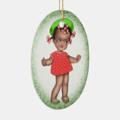 ヴィンテージのアフリカ系アメリカ人の女の子のクリスマスのオーナメント セラミックオーナメント (右)