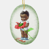 ヴィンテージのアフリカ系アメリカ人の男の子のクリスマスのオーナメント セラミックオーナメント (裏面)