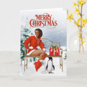 ヴィンテージのアフリカ系アメリカ人クリスマスカード カード (黄色い花)