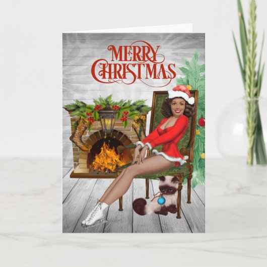 ヴィンテージのアフリカ系アメリカ人クリスマスカード カード (正面)