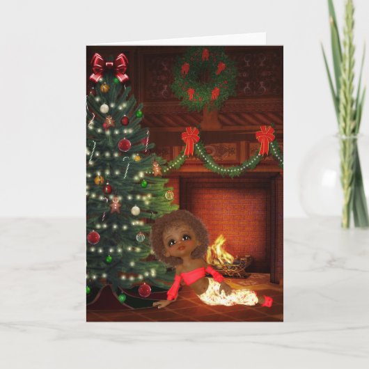 ヴィンテージのアフリカ系アメリカ人クリスマスカード カード (正面)