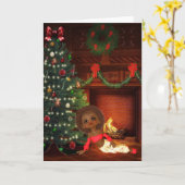 ヴィンテージのアフリカ系アメリカ人クリスマスカード カード (黄色い花)