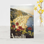 ヴィンテージのアマルフィイタリアヨーロッパ旅行広告 カード (黄色い花)