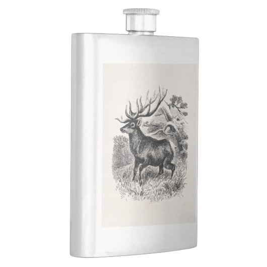 ヴィンテージのアメリカのオオシカのパーソナライズで古いイラストレーション フラスク (右)