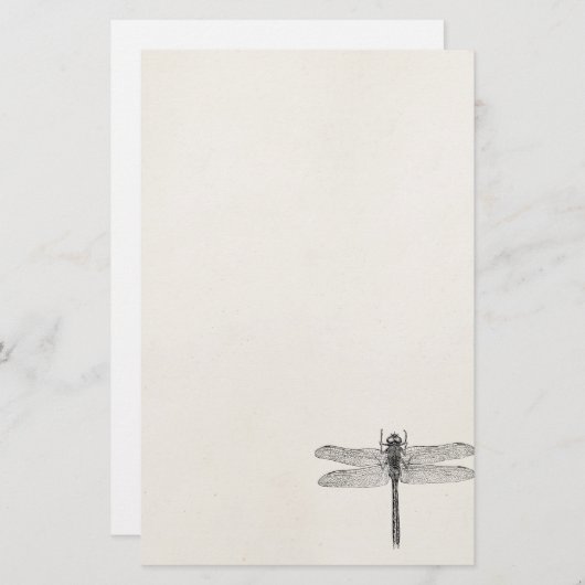 ヴィンテージのアメリカのトンボのドラゴンのはえのテンプレート 便箋 (正面/裏面)
