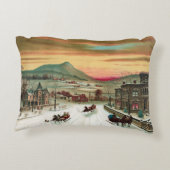 ヴィンテージのアメリカの冬場面 アクセントクッション (裏面)