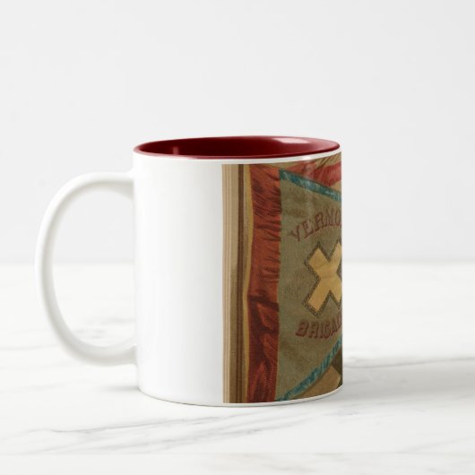 ヴィンテージのアメリカ南北戦争のヴァーモントの組の旗 ツートーンマグカップ (左)