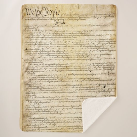 ヴィンテージのアメリカ合衆国憲法 シェルパブランケット (正面)