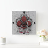 ヴィンテージのアヤメの赤い金属のグランジな効果 スクエア壁時計 (ホーム)