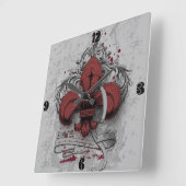 ヴィンテージのアヤメの赤い金属のグランジな効果 スクエア壁時計 (傾斜)