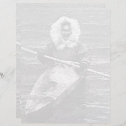 ヴィンテージのアラスカ・エスキモとカヤック (正面/裏面)