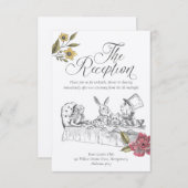 ヴィンテージのアリスがワンダーランド結婚式のレセプション エンクロージャーカード (正面/裏面)