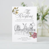 ヴィンテージのアリスがワンダーランド結婚式のレセプション エンクロージャーカード (スタンド正面)