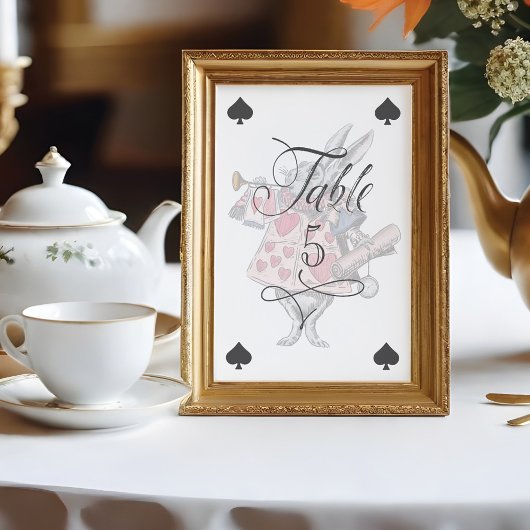 ヴィンテージのアリスがワンダーランド遊うさぎのカード テーブルナンバー