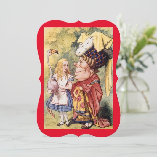 ヴィンテージのアリスとクイーン・オブ・ハート 招待状 (スタンド正面)