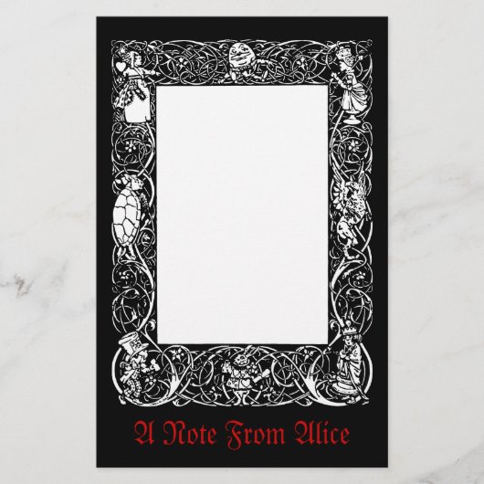 ヴィンテージのアリスの空想のボーダー 便箋 (正面)