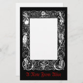 ヴィンテージのアリスの空想のボーダー 便箋 (正面/裏面)