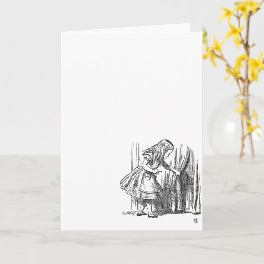 ヴィンテージのアリスはドアを探して不思議の国にいる カード (黄色い花)