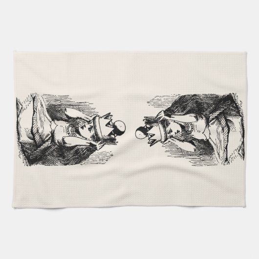 ヴィンテージのアリスは不思議の国、アリスは女王さまとして キッチンタオル (横)