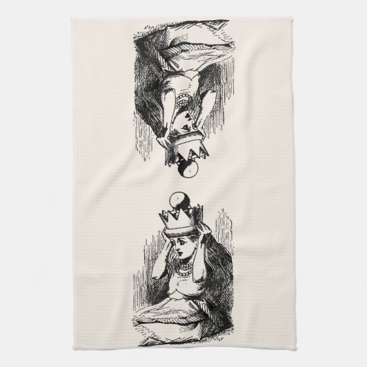 ヴィンテージのアリスは不思議の国、アリスは女王さまとして キッチンタオル (縦)