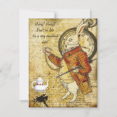 ヴィンテージのアリスインワンダーランドうさぎのベビーシャワー 招待状 (正面)