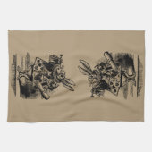 ヴィンテージのアリス、ワンダーランド白うさぎヘラルド キッチンタオル (横)