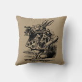 ヴィンテージのアリス、ワンダーランド白うさぎヘラルド クッション (裏面)