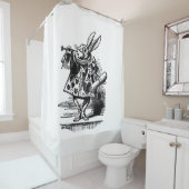 ヴィンテージのアリス、ワンダーランド白うさぎヘラルド シャワーカーテン (インサイチュ)