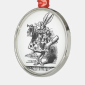 ヴィンテージのアリス、ワンダーランド白うさぎヘラルド メタルオーナメント (左)