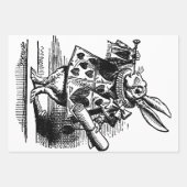 ヴィンテージのアリス、ワンダーランド白うさぎヘラルド ラッピングペーパーシート (正面2)