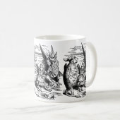 ヴィンテージのアリス、ワンダーランド、グリフォン、にせウミガメ コーヒーマグカップ (正面右)