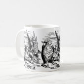 ヴィンテージのアリス、ワンダーランド、グリフォン、にせウミガメ コーヒーマグカップ (正面左)