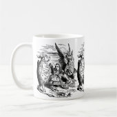 ヴィンテージのアリス、ワンダーランド、グリフォン、にせウミガメ コーヒーマグカップ (左)