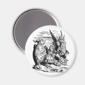 ヴィンテージのアリス、ワンダーランド、グリフォン、にせウミガメ マグネット (正面/裏面)